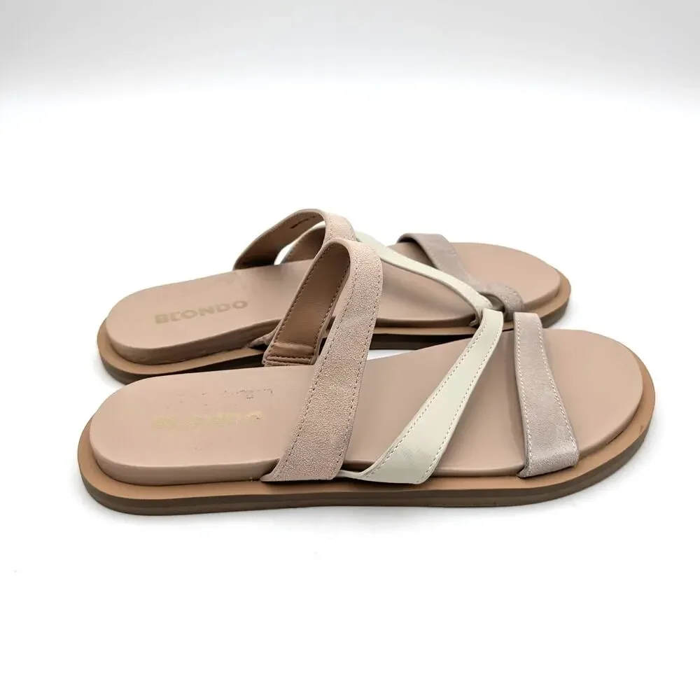Blondo Kegan Slip On Slide Sandals Open Toe Women's Tan Size US7.5M EU38